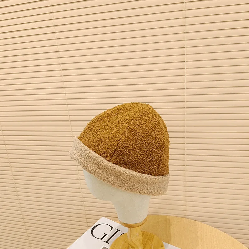 Beanies Hat Female Autumn and Winter Japanese Skullcap Lamb Wool Warm Hat