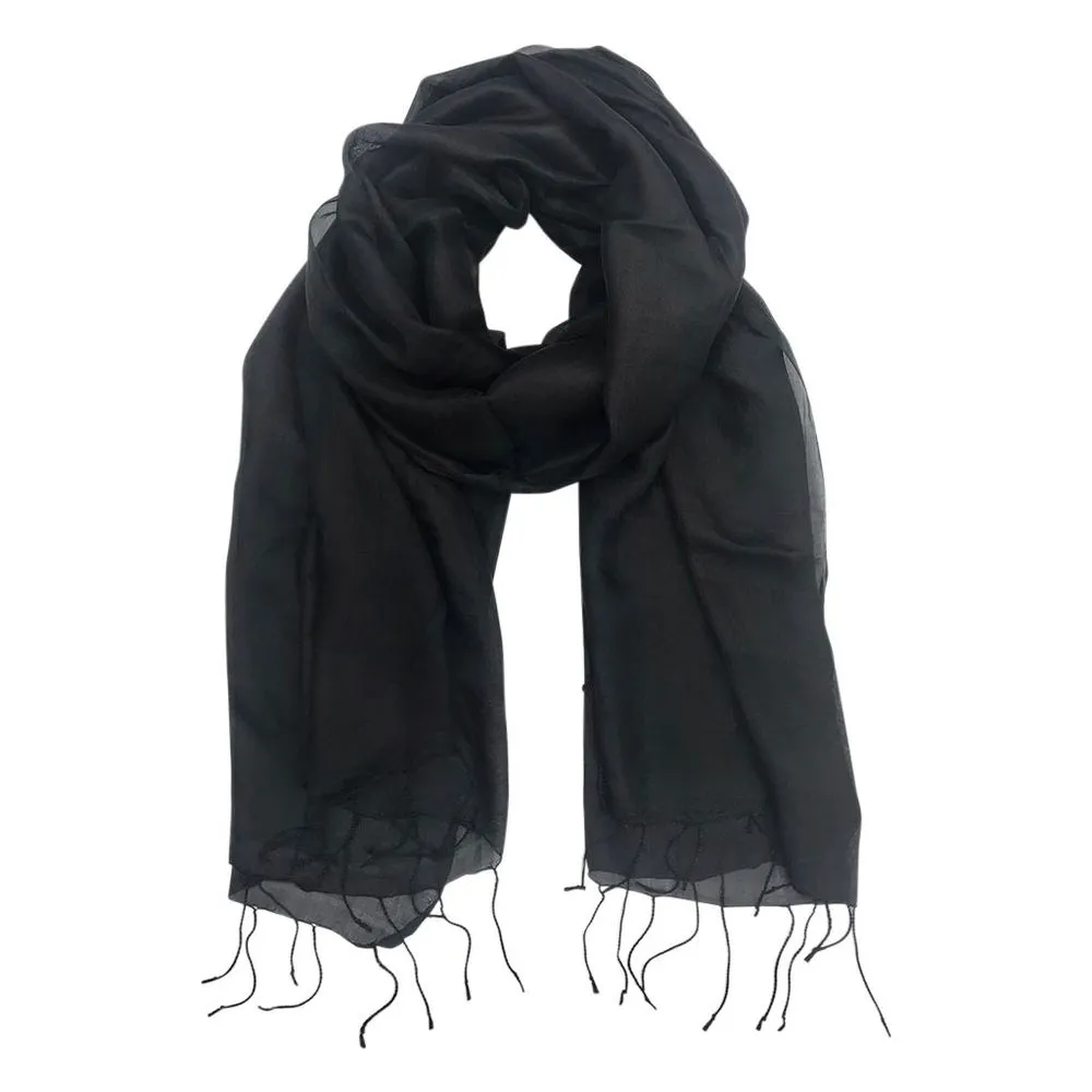 Black Khmer Silk Scarf