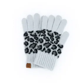 Britt's Knits Gray Snow Leopard Gloves