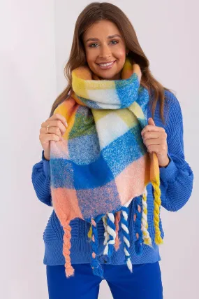 Cozy Colorful Plaid Shawl with Elegant Tassels