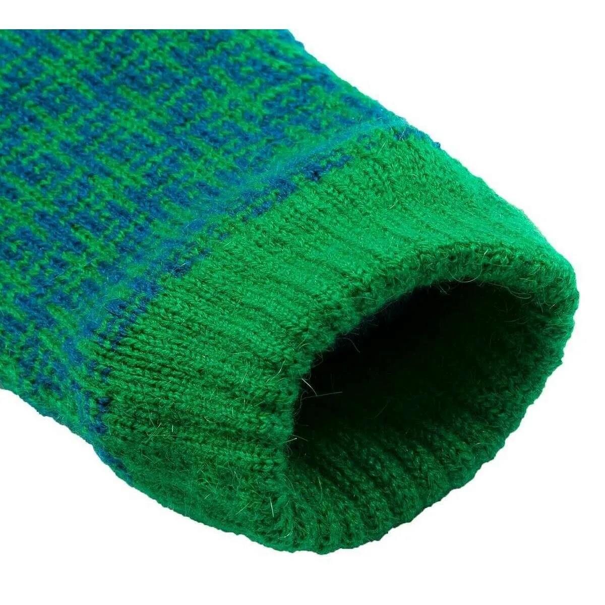 Dents Hashtag Jacquard Knitted Gloves - Teal Blue/Emerald Green