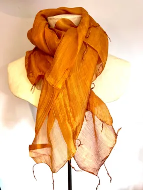 Fine Quality Silk Scarf | Burnt Orange