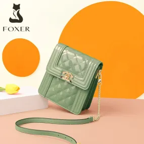 FOXER Stylish Female Phone Bags Mini Flip Totes Girl's Cow Leather Shoulder Bag Ladies Crtossbody Bags Chic Women Purse