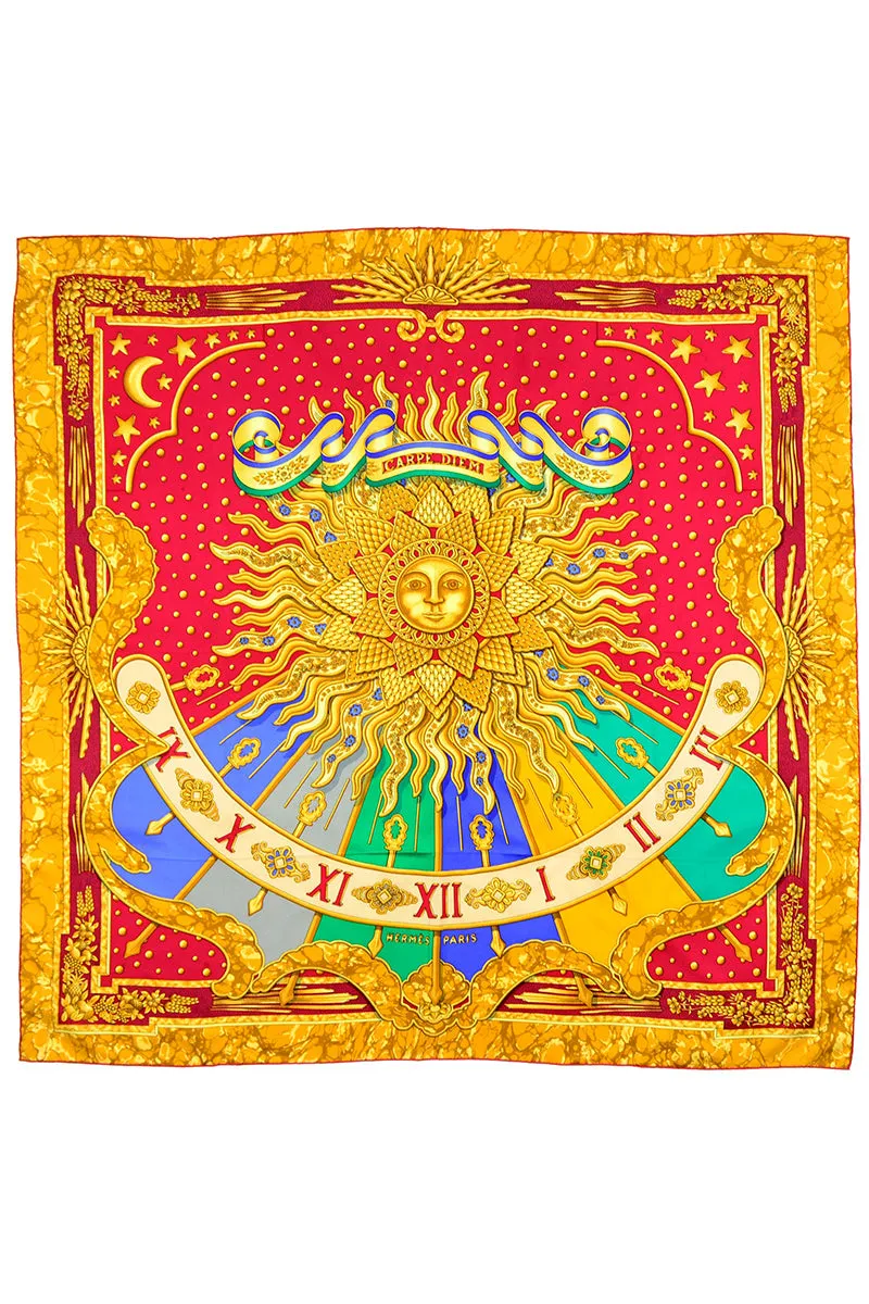 Hermes Carpe Diem Vintage Silk Scarf