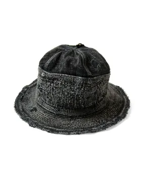 Kapital 11.5oz Denim The Old Man and The Sea Hat (Crash Remake) - Black x Black