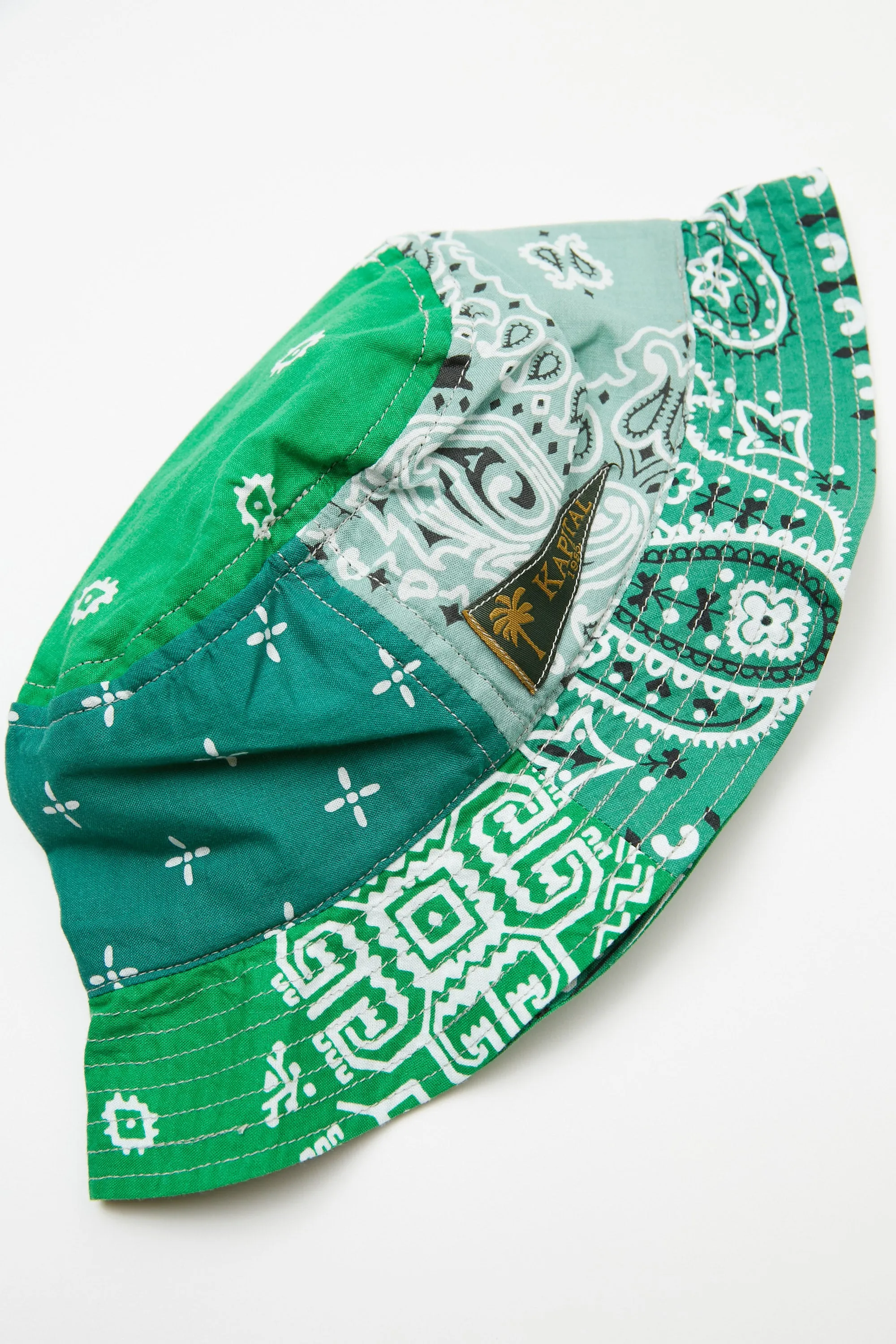 Kapital Bandana Patchwork Bucket Hat (Short Brim) - Green