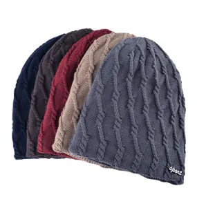 Knitted Striped Skullies & Beanies Winter Hats For Men - Black,Brown,Blue,Gray,Khaki,Red