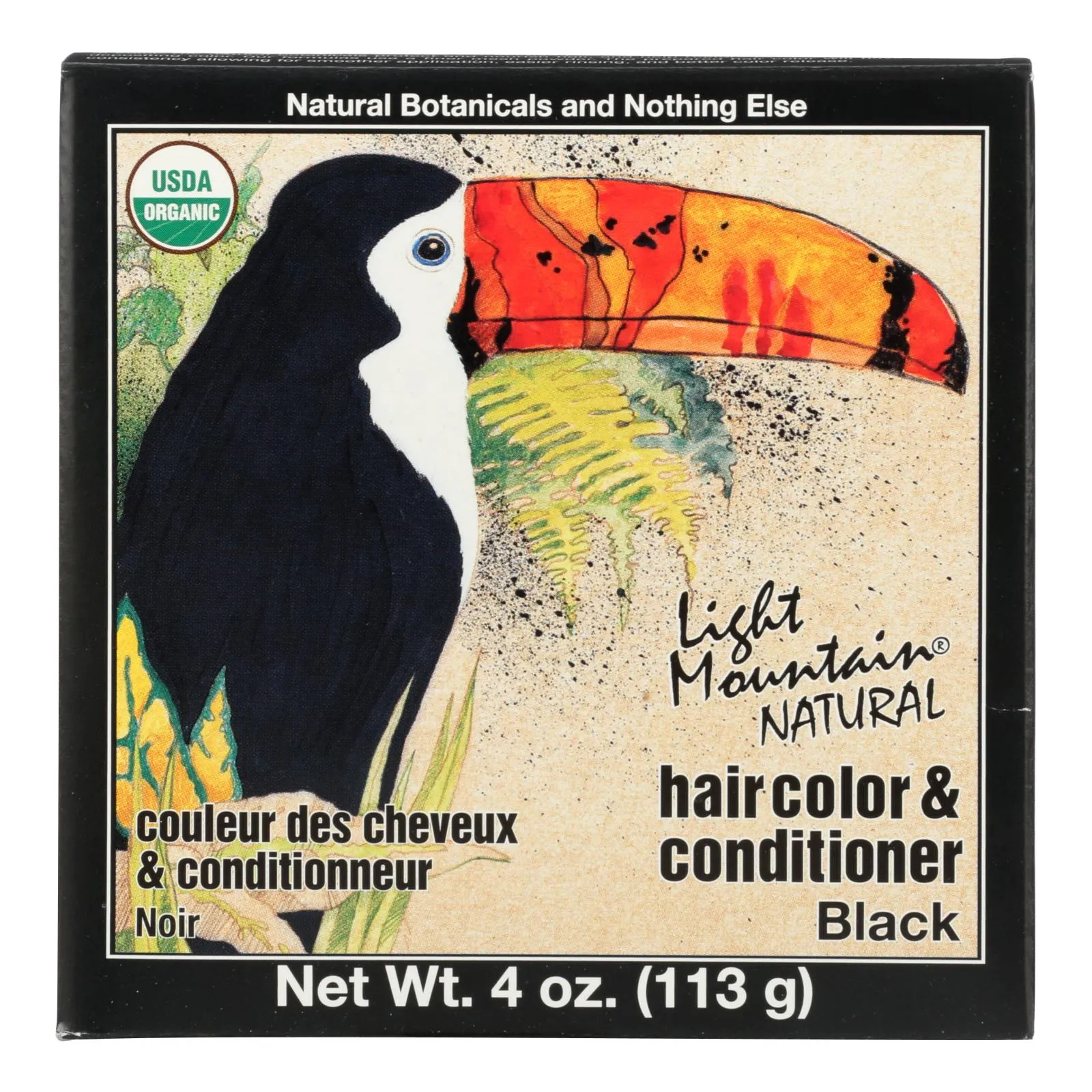 Light Mountain Hair Color/conditioner - Organic - Black - 4 Oz - Pack of 3