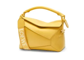 Loewe Puzzle Edge Bag In Satin Calfskin Small Pale Yellow Glaze