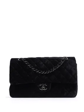 Medium Double Flap Black Velvet