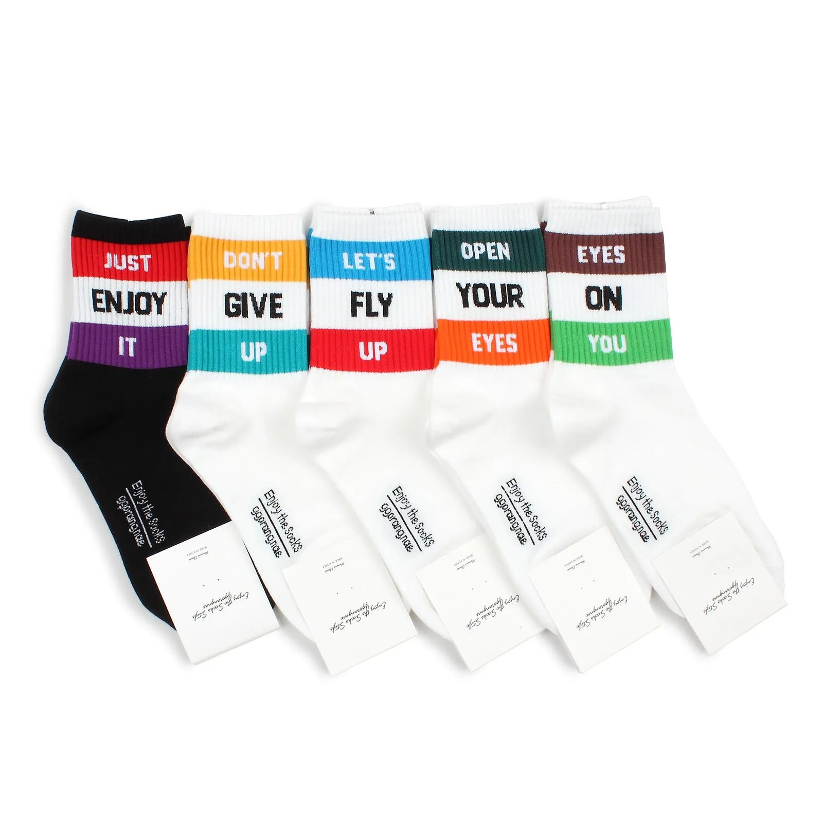 Message for U Rugby Stripe Street Fashion Socks (Crew 5pairs) NF15