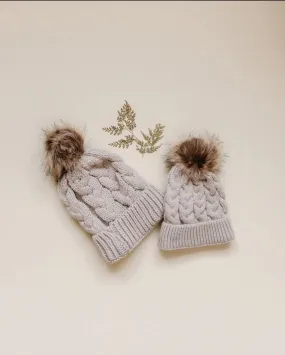 Mommy & Me Cozy Knit Beanie in Beige