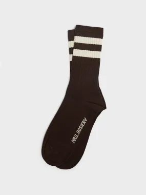 Mrs. Sporty Premium Socks in Brown and White Stripes