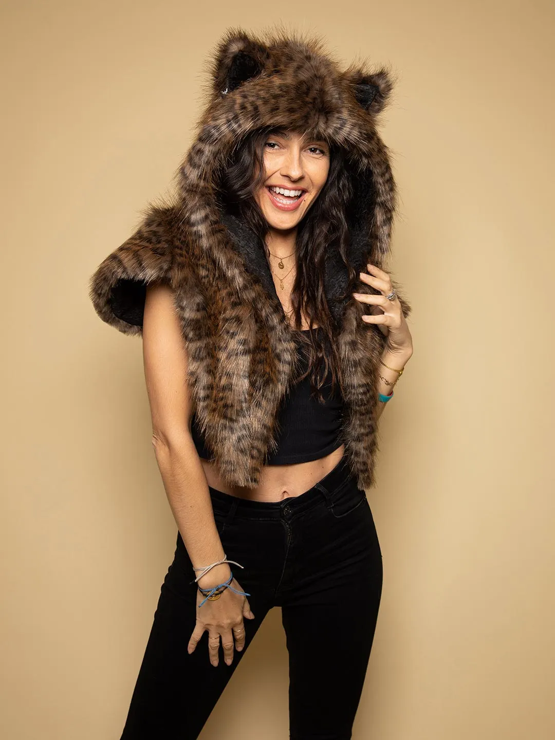 Savannah Cat Faux Fur SpiritHoods Shawl