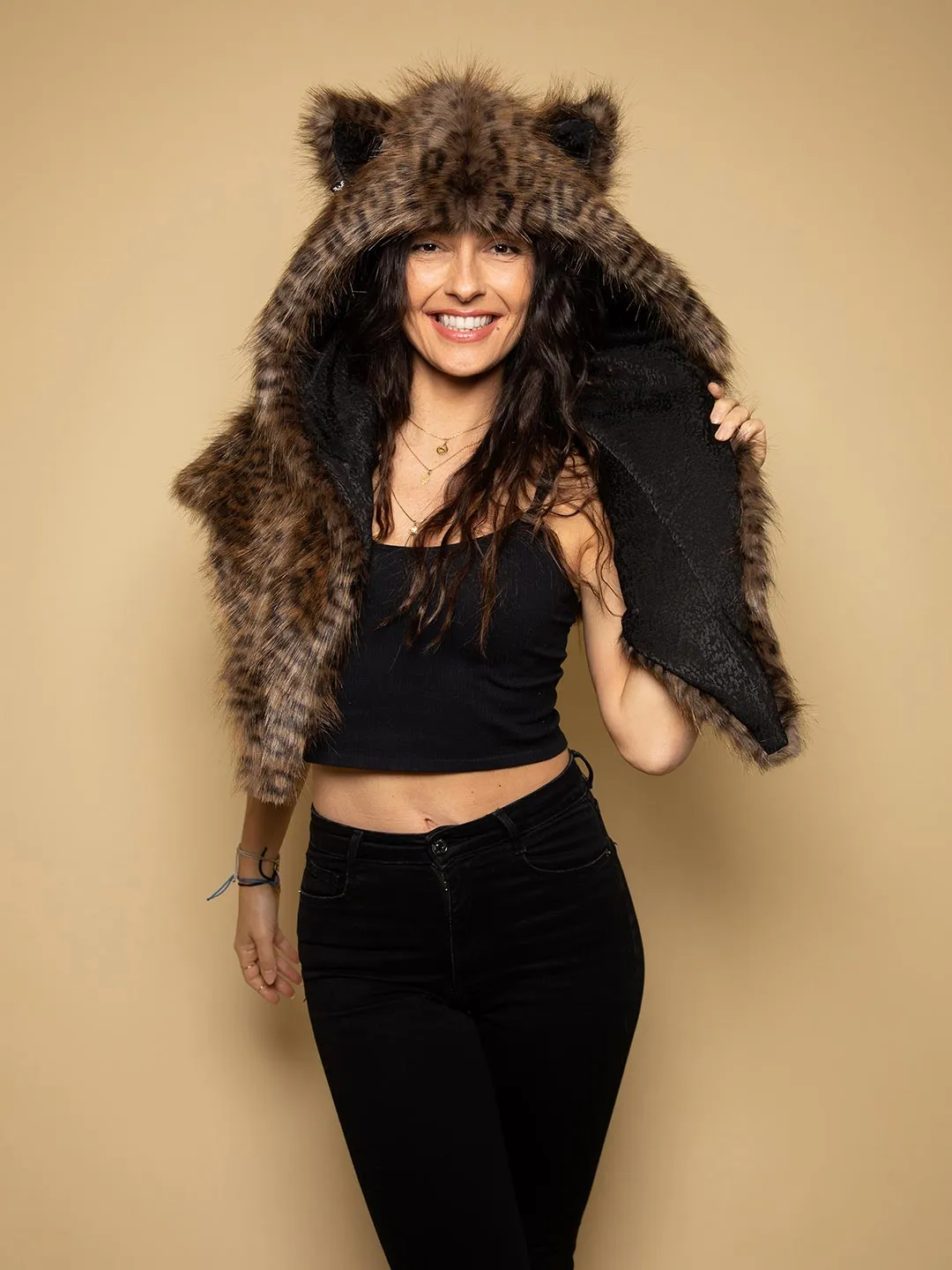 Savannah Cat Faux Fur SpiritHoods Shawl