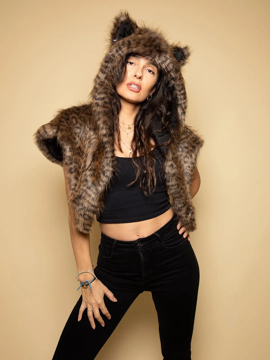 Savannah Cat Faux Fur SpiritHoods Shawl