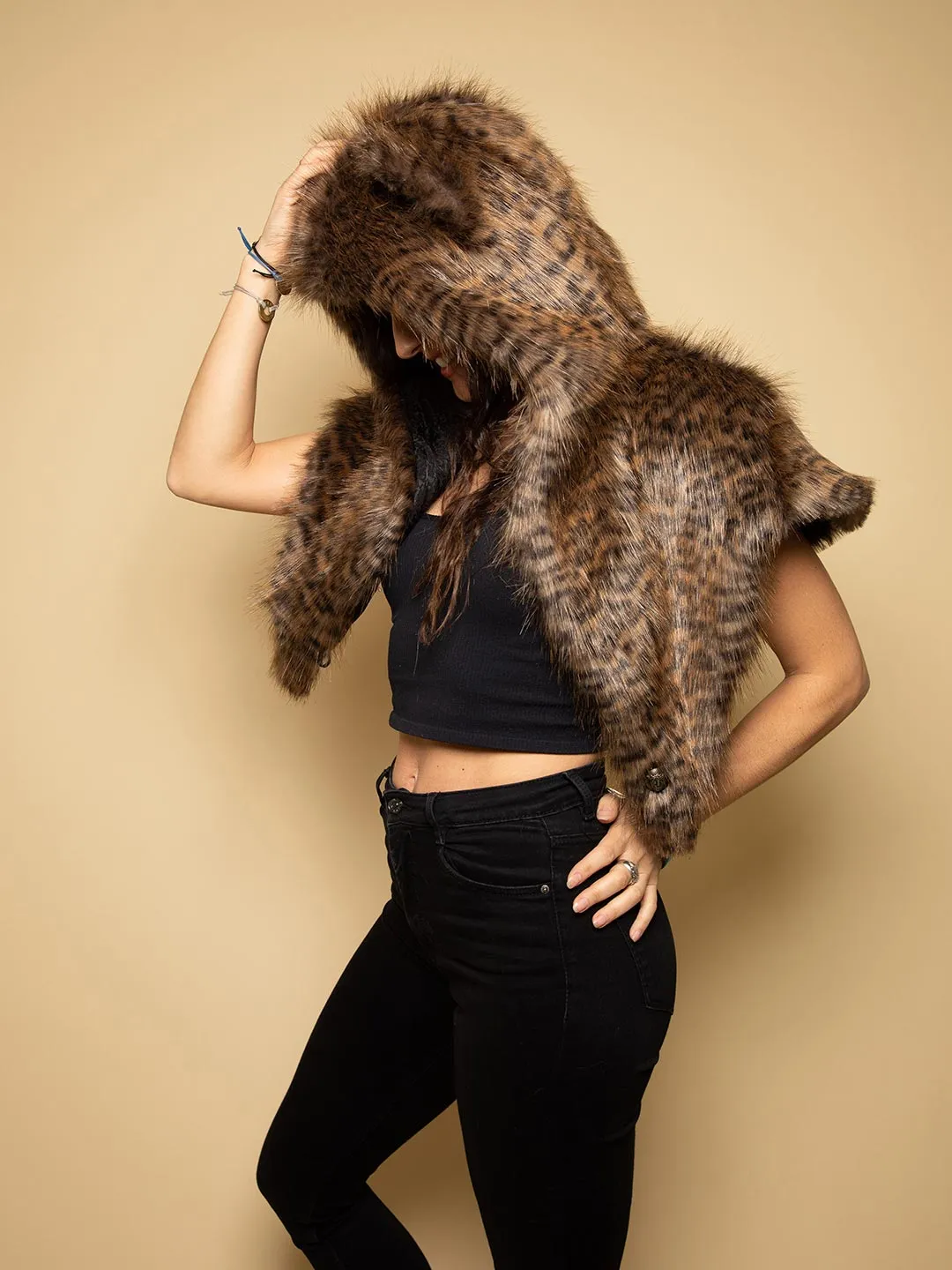 Savannah Cat Faux Fur SpiritHoods Shawl