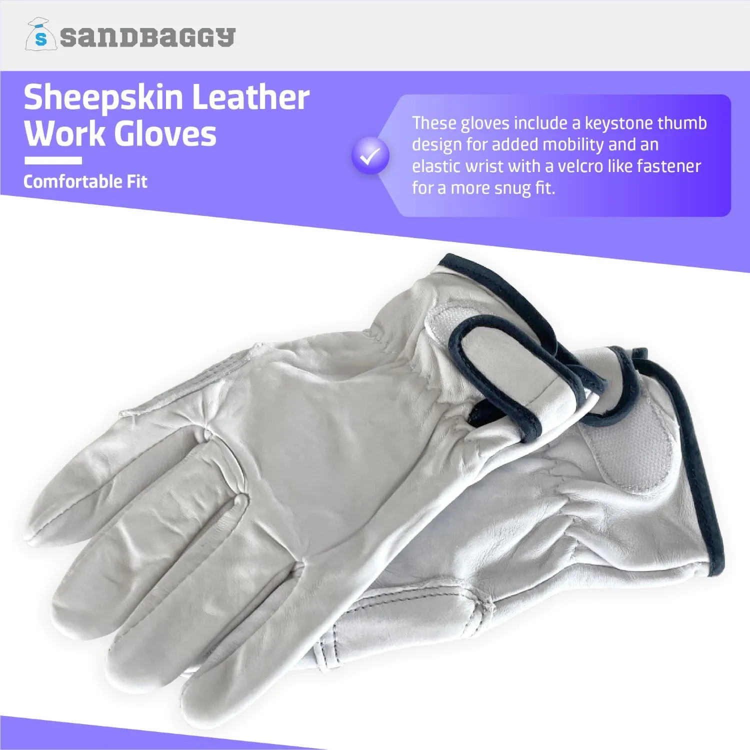 Sheepskin Leather Work Gloves - Soft, Heavy Duty