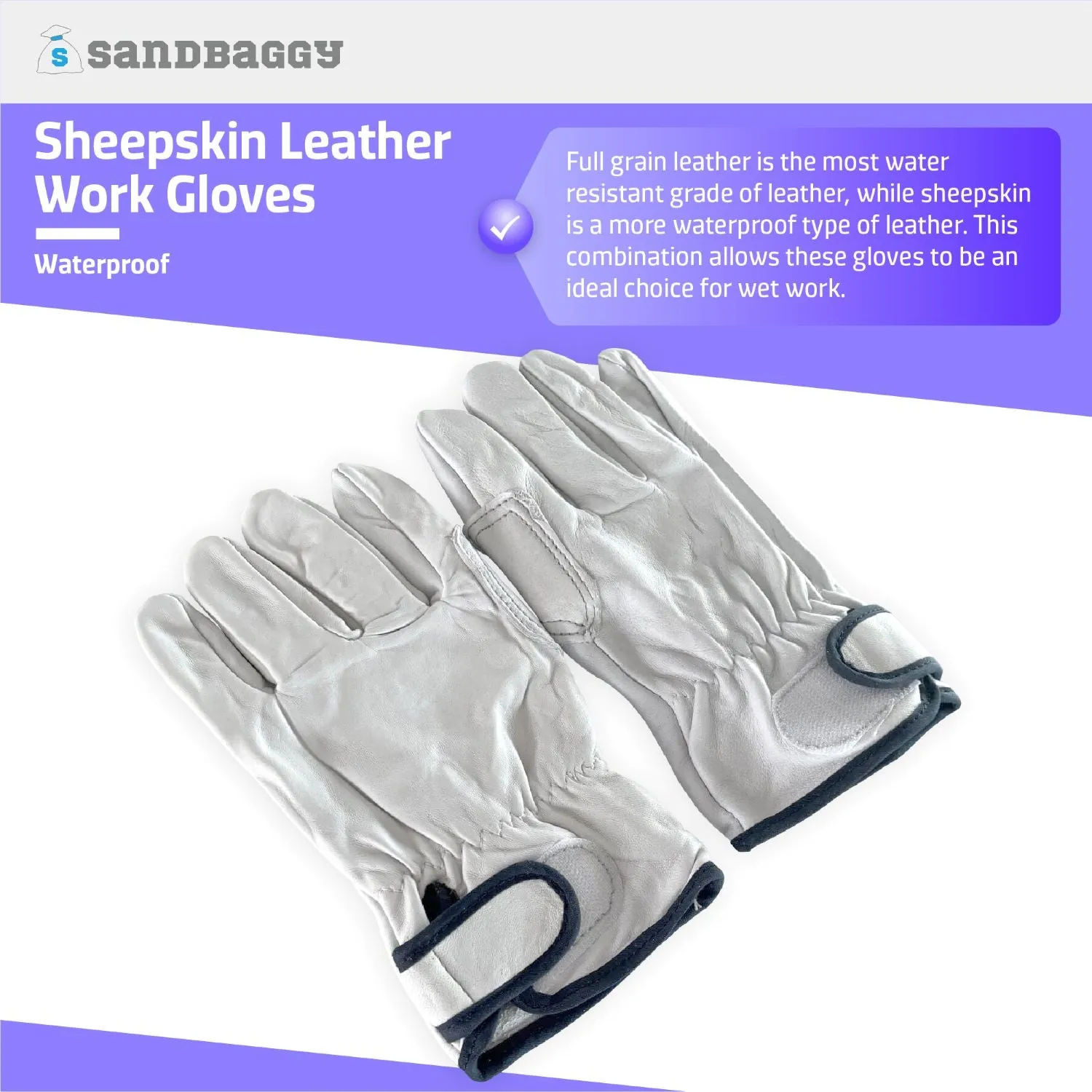 Sheepskin Leather Work Gloves - Soft, Heavy Duty