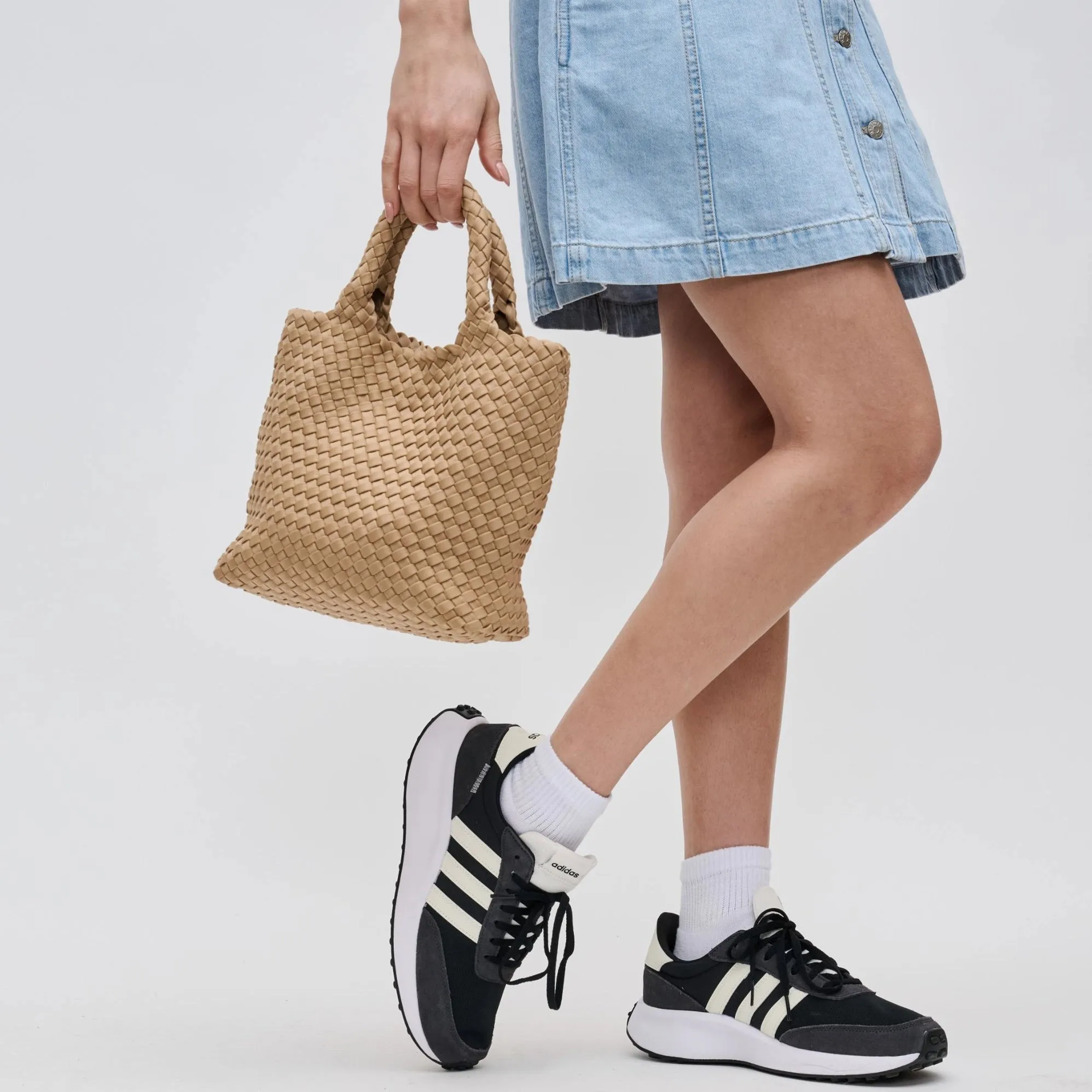 Sky's the Limit Small Woven Tote Nude