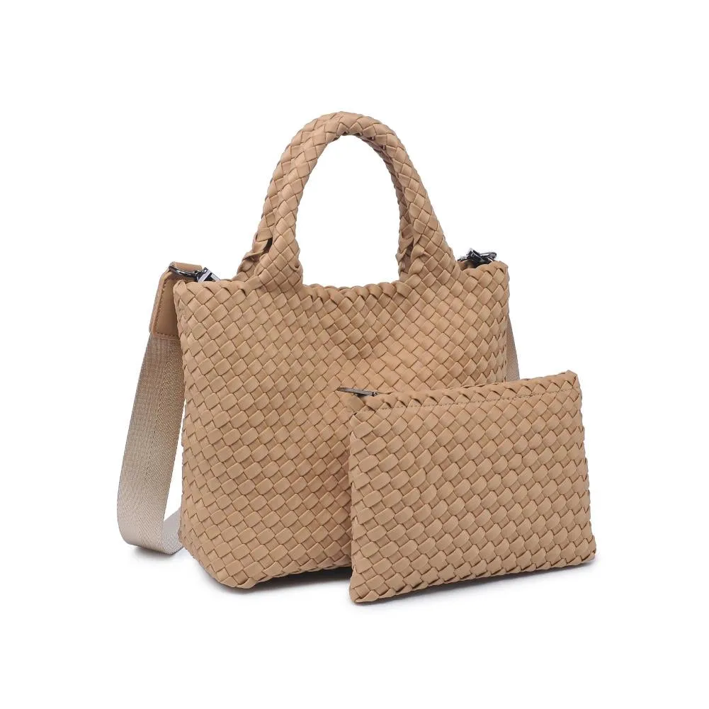 Sky's the Limit Small Woven Tote Nude