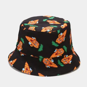 Vegetable Carrot Pattern Bucket Hat Casual Sunshade Hat