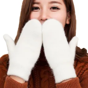 Women's Winter Rabbit Fur Wrist Soft Gloves