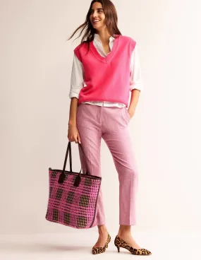 Wool Trapeze Tote Bag-Pink Boucle Check